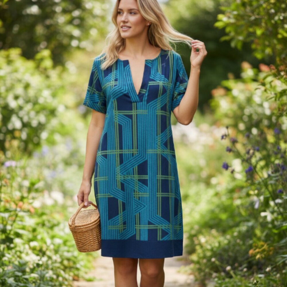 Halogen Shift Dress Travel No Wrinkle Stretch Short Sleeves Small